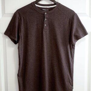 Kenneth Cole New York Short Sleeve Knit Henley - Dark Grey - M